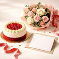 Red Velvet Cake and Flower Combo