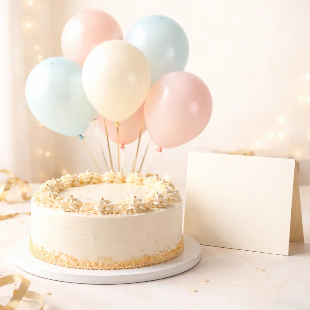 Vanilla Cake and Balloon Combo