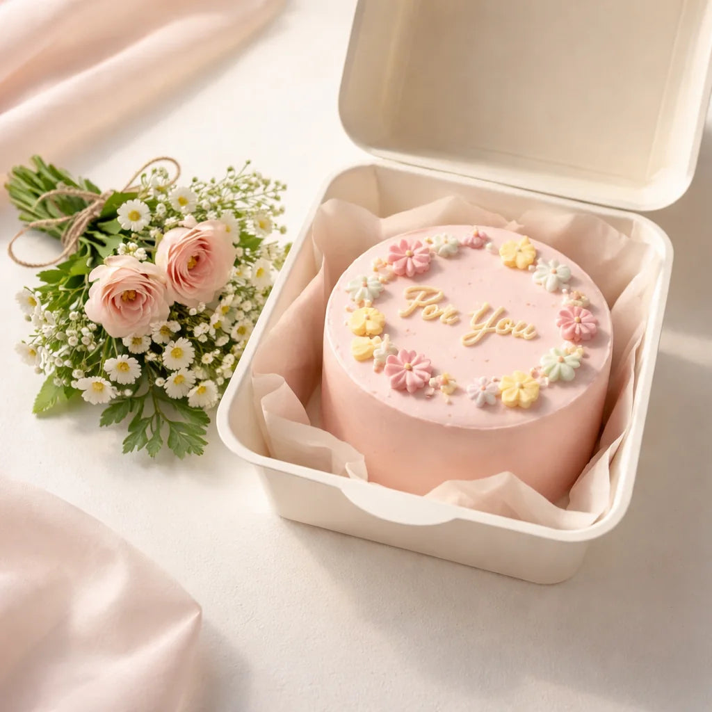 Bento Cake and Mini Flower Combo