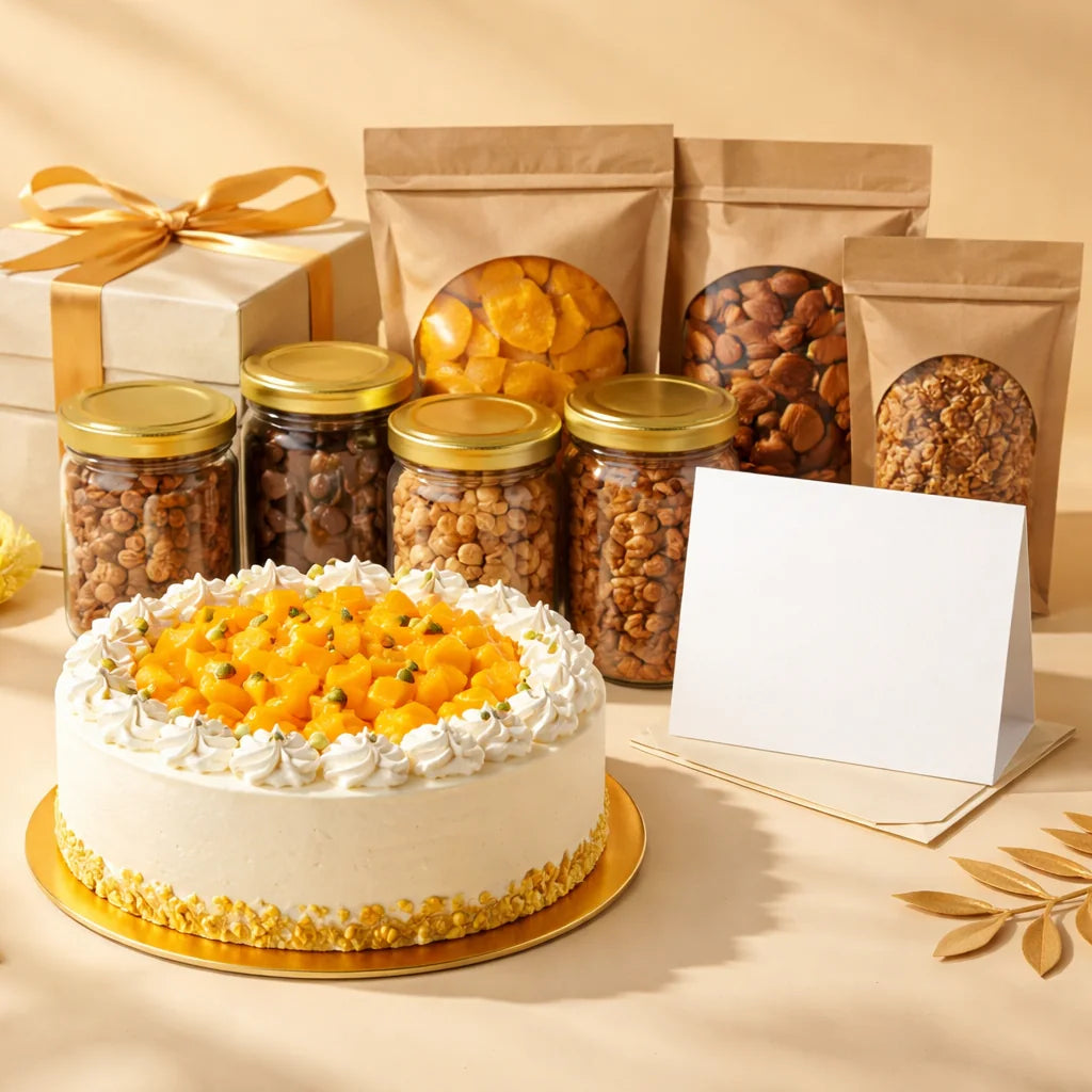 Mango Cake and Gourmet Snack Combo