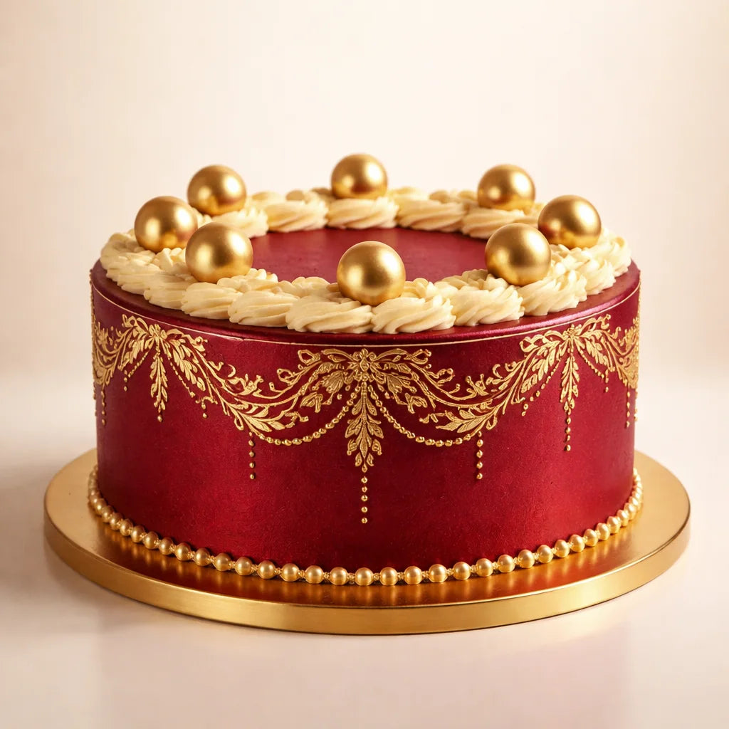 Luxury Red and Gold Designer Cake