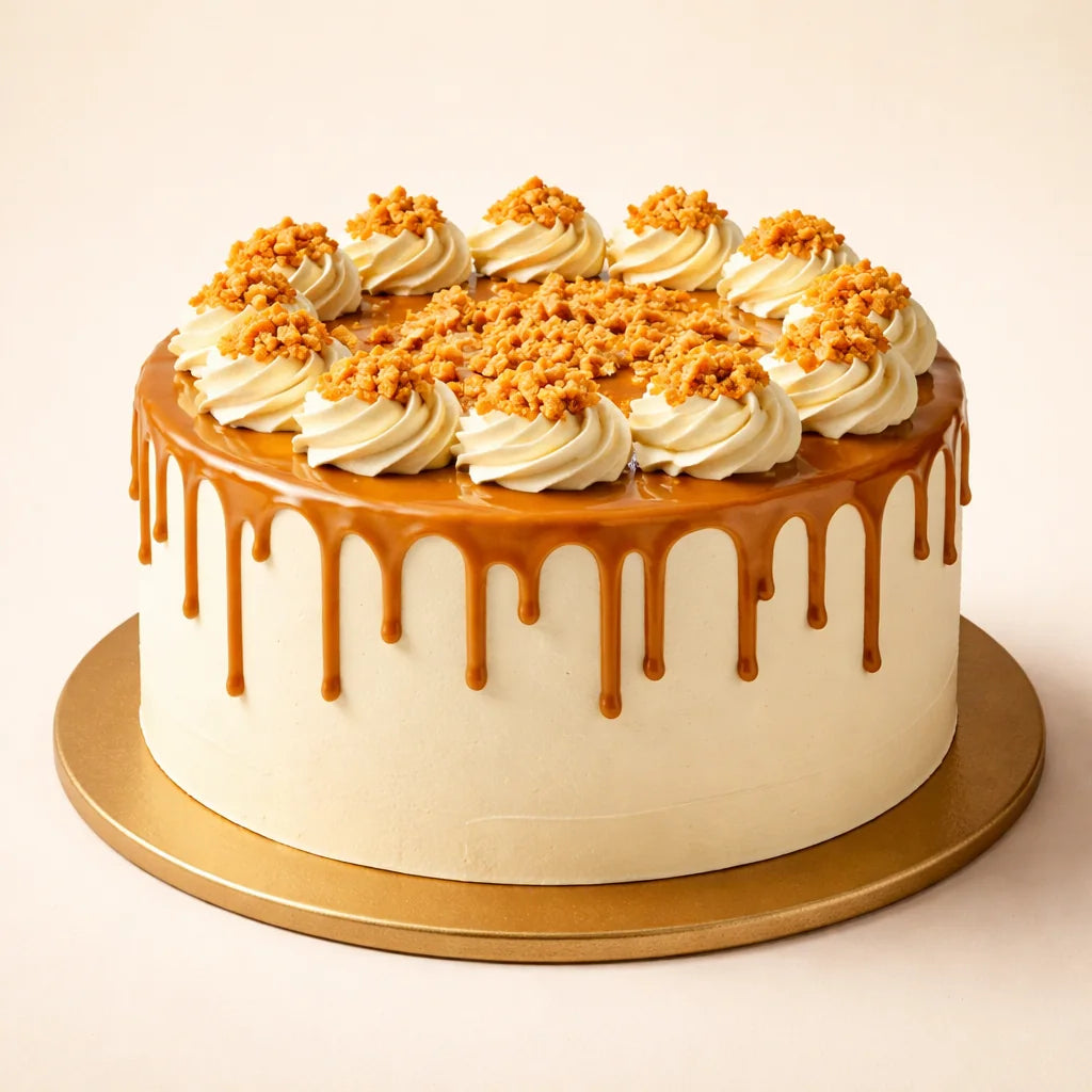 Eggless Butterscotch Crunch Cake