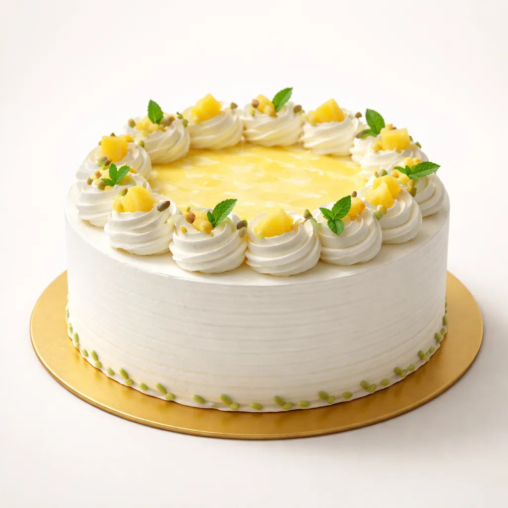 Eggless Pineapple Cream Cake