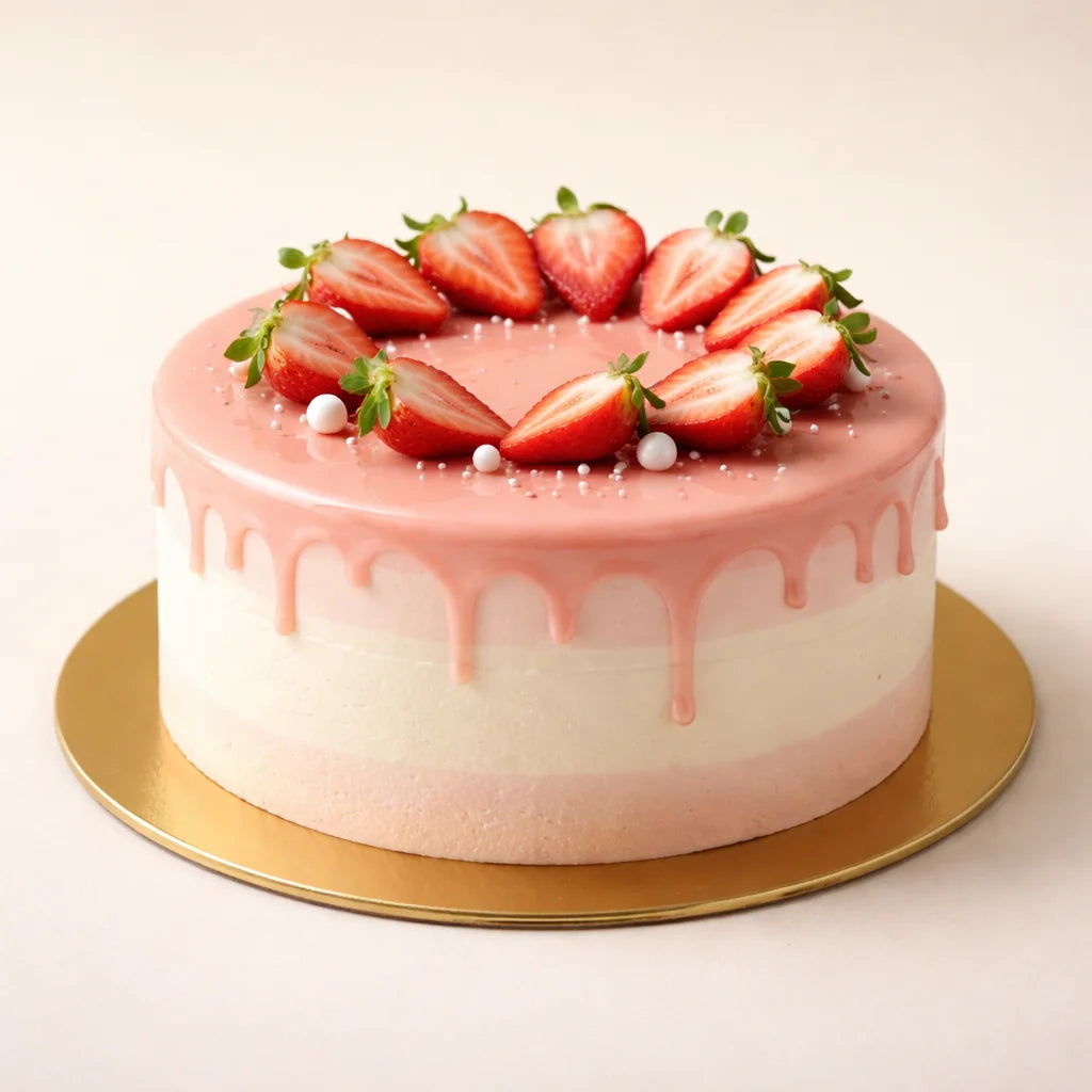 Eggless Strawberry Cream Cake