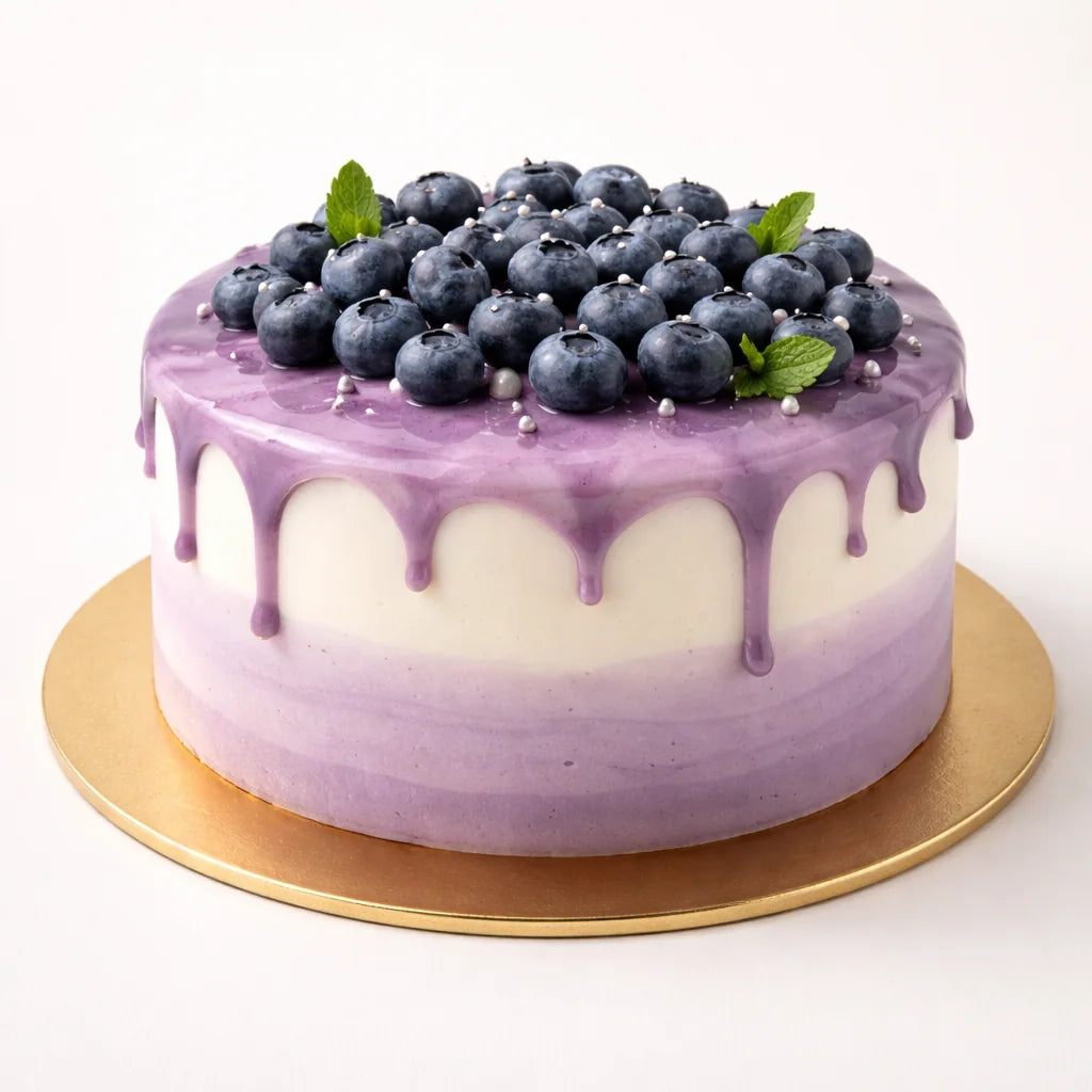 Eggless Blueberry Cream Cake