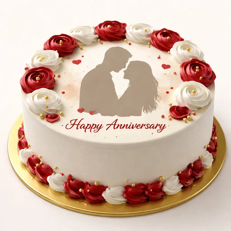 Anniversary Couple Photo Cake