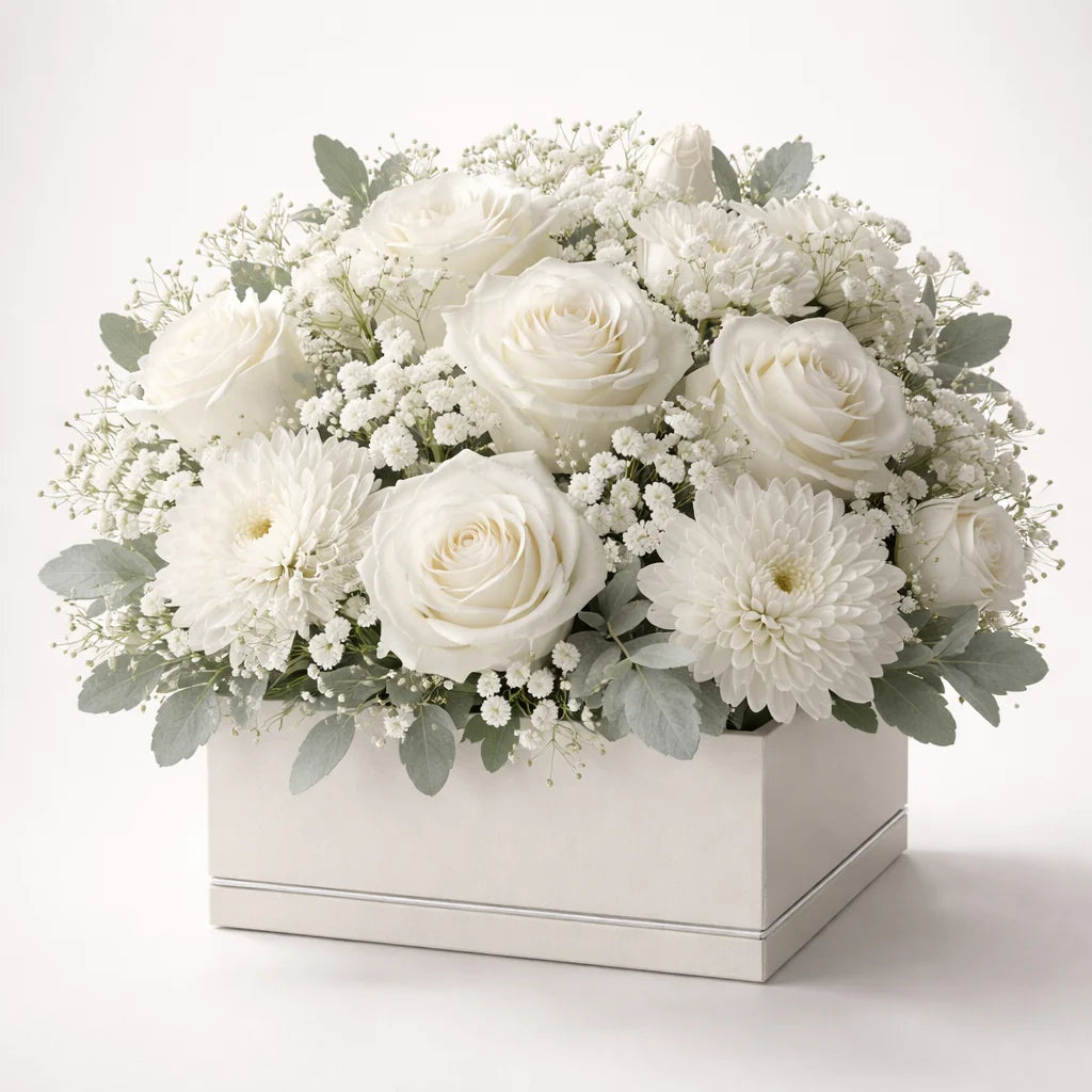 Monochrome White Flower Box