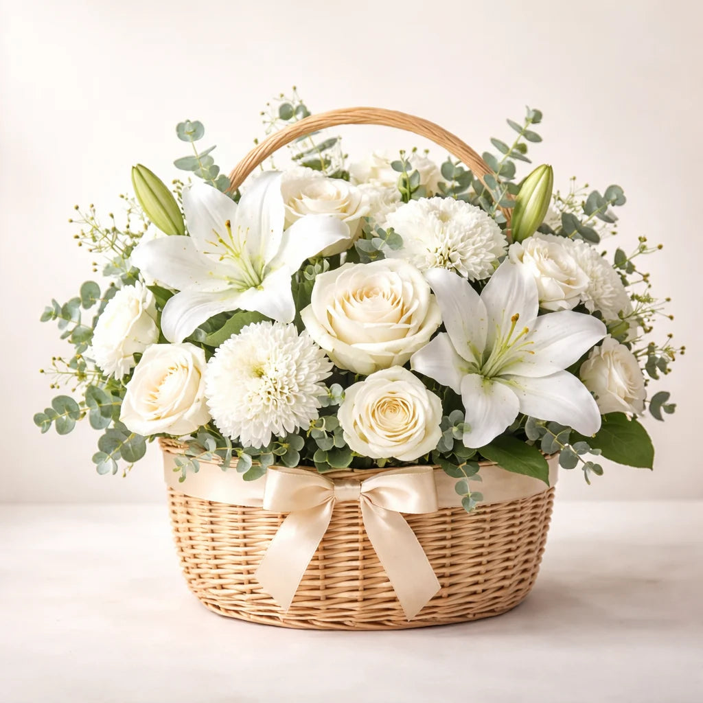White Elegance Flower Basket