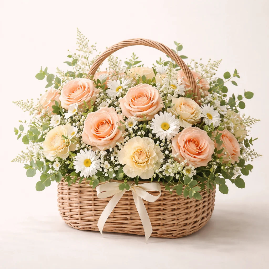 Peach Garden Flower Basket