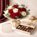 Red and White Anniversary Flower Combo