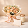 Peach Rose and Candle Gift Combo