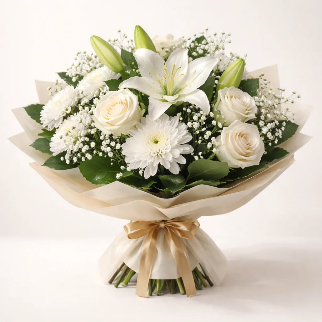 Elegant White Mixed Flower Bouquet