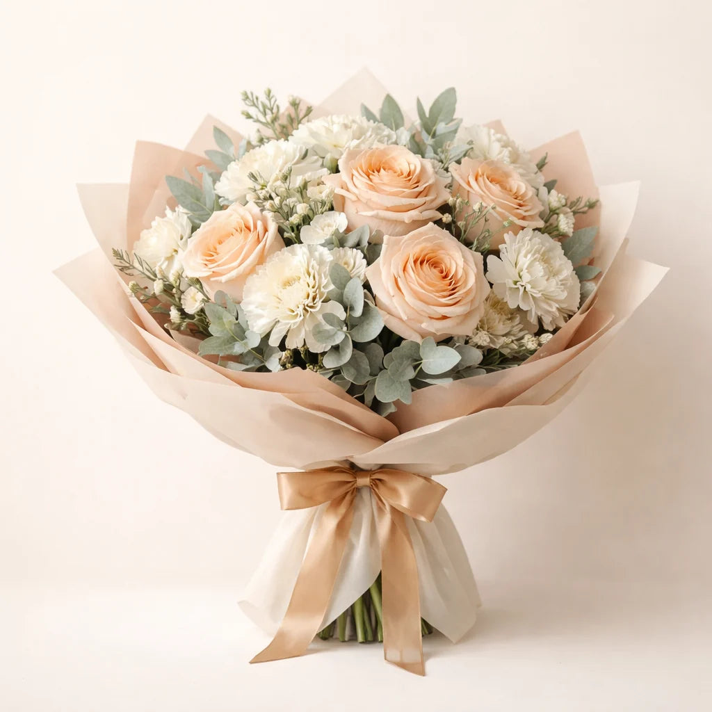 Peach and Cream Mixed Bouquet