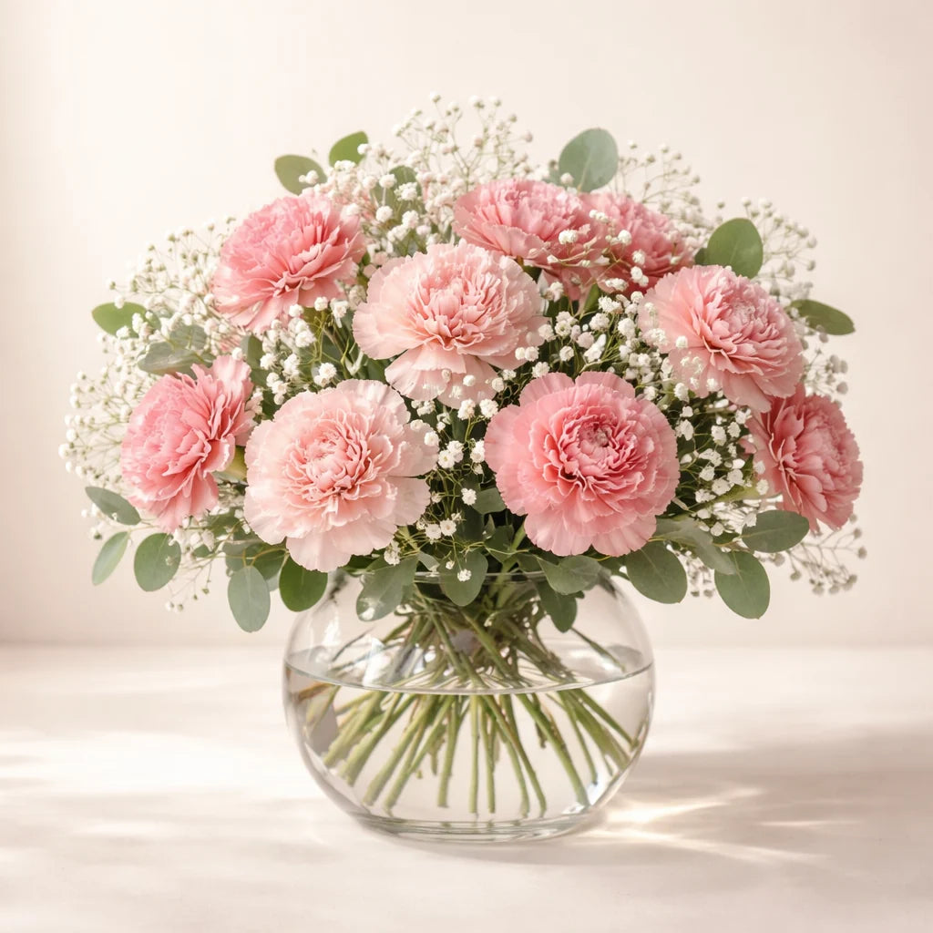 Pink Carnation Flower Vase Arrangement