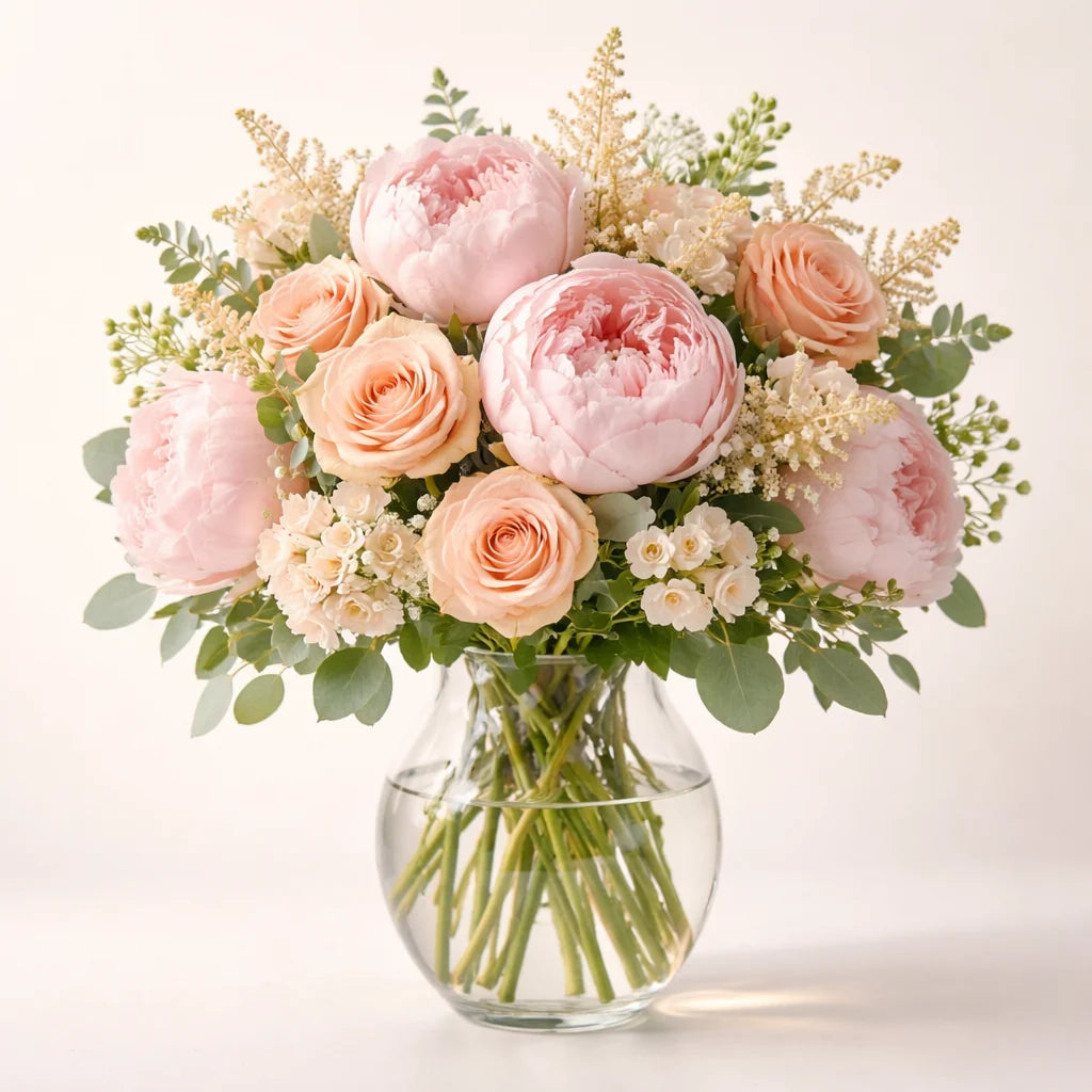 Peony-Style Pink Flower Vase