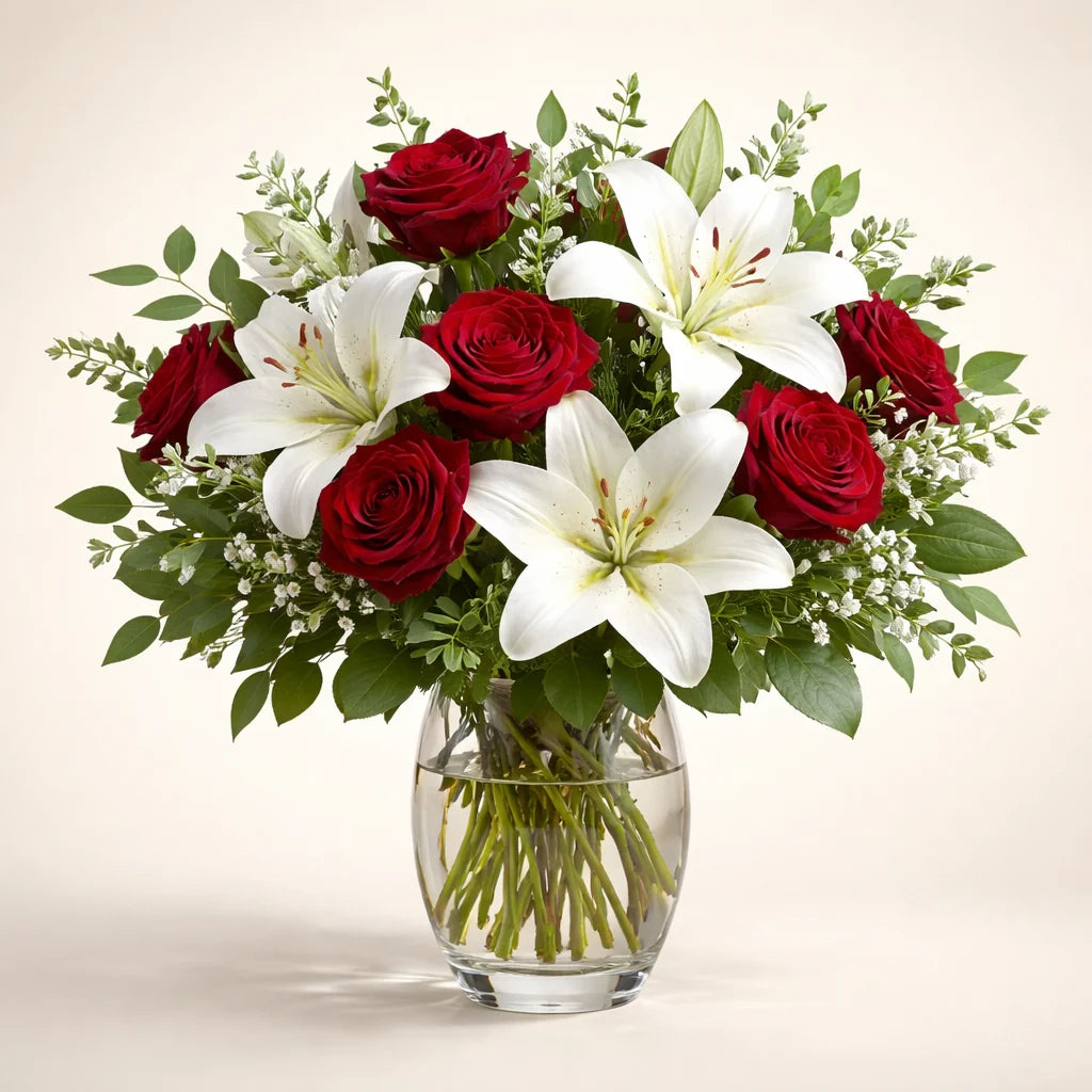 Premium Red and White Flower Vase