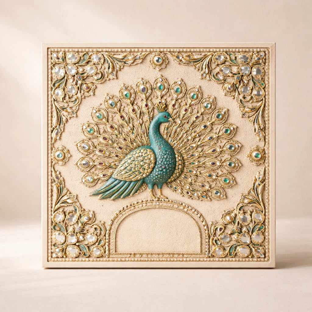 Peacock Inspired Lippan Panel
