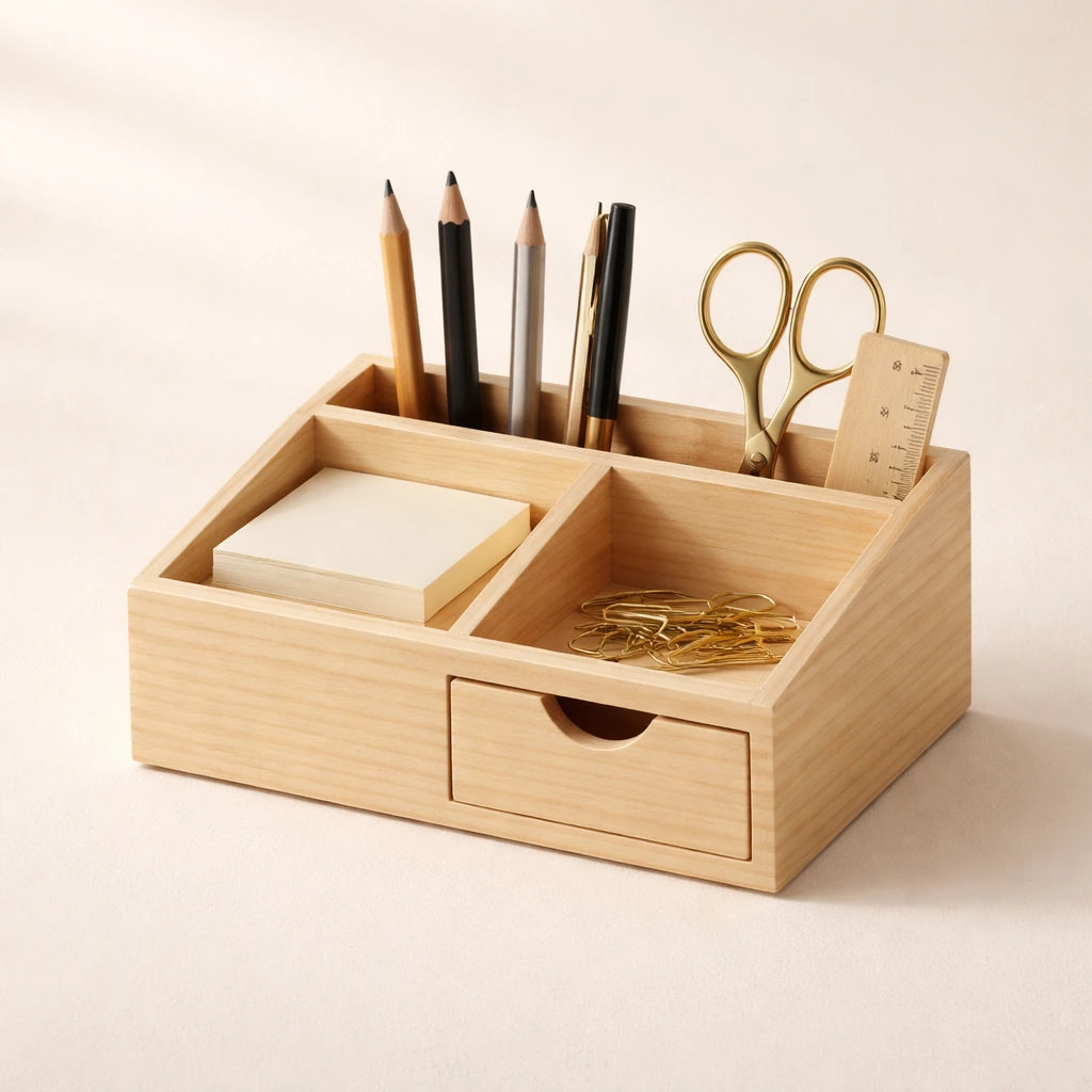Pinewood Desk Organiser