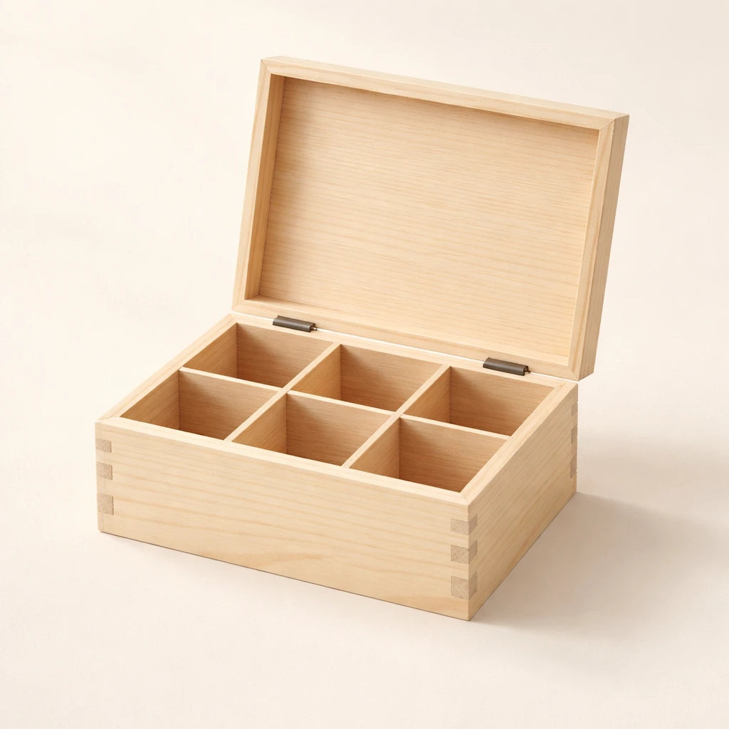 Pinewood Tea Compartment Box