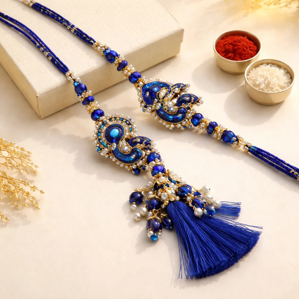 Royal Blue Bhaiya-Bhabhi Rakhi