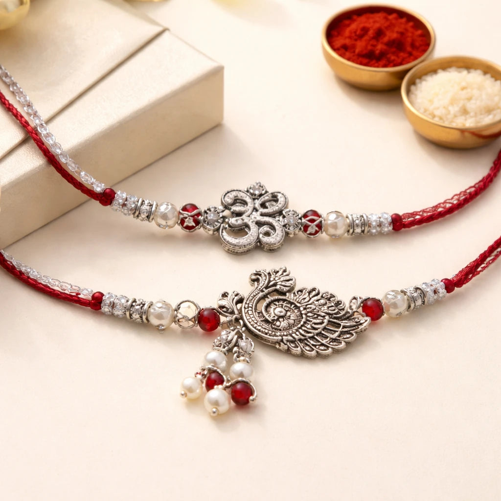 Silver-Tone Bhaiya-Bhabhi Rakhi