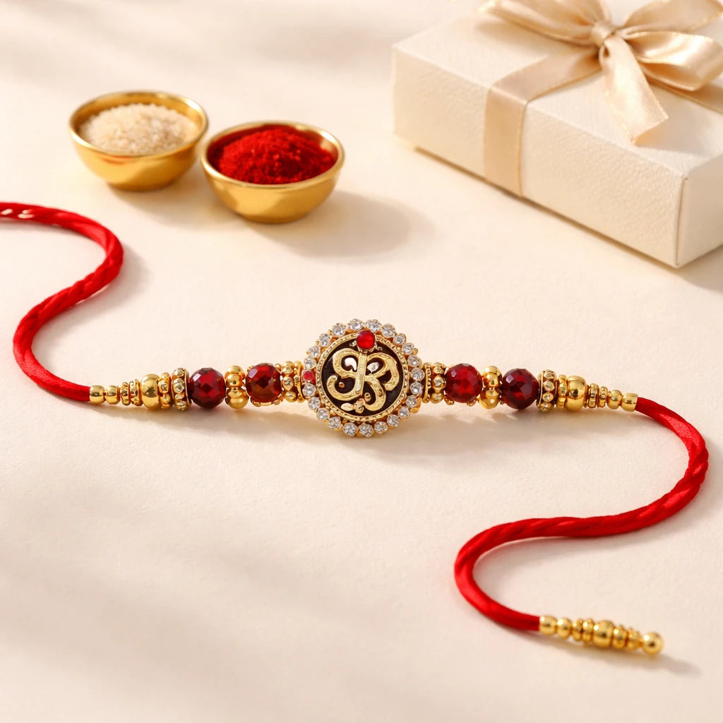 Red and Gold Designer Rakhi