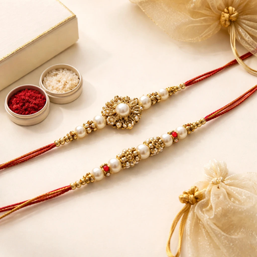 Pearl-Style Rakhi Set