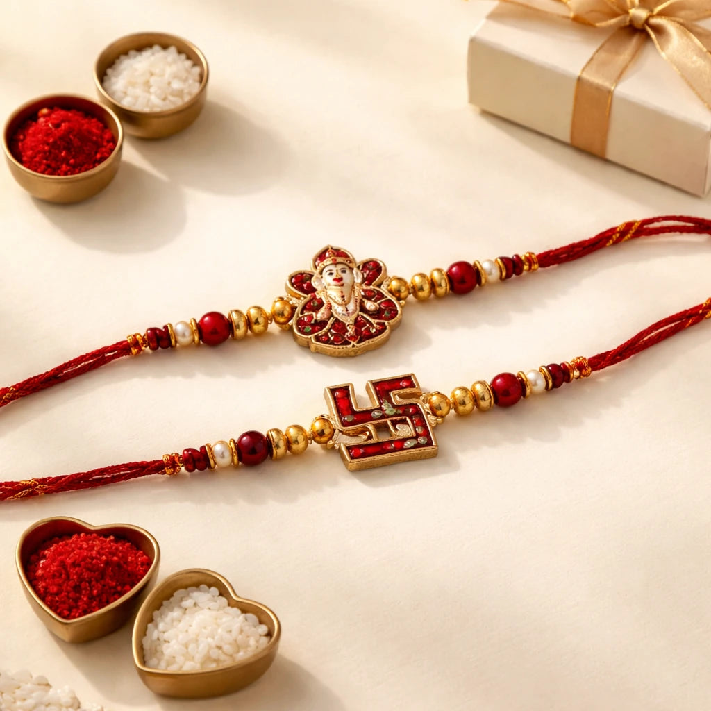 Auspicious Motif Rakhi Set
