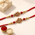Red and Gold Rakhi Set