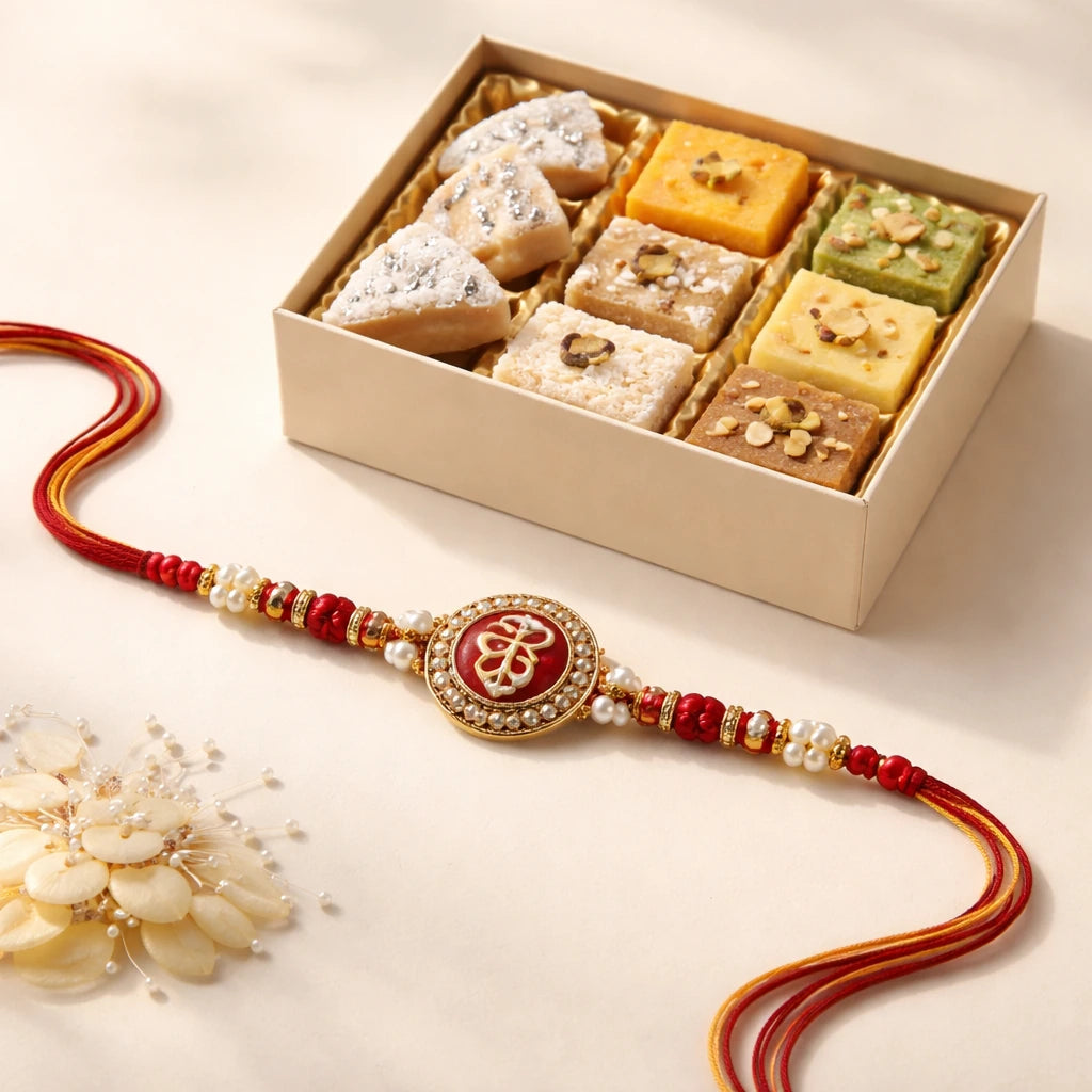 Classic Rakhi with Barfi Style Sweets