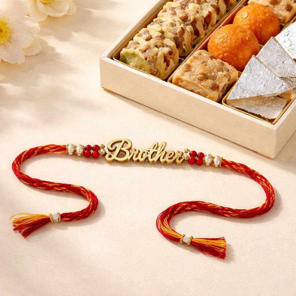 Personalised Name Rakhi with Sweets