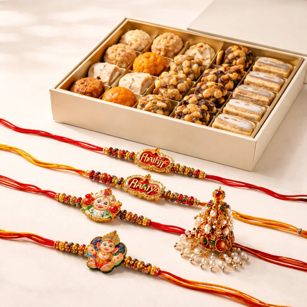Family Rakhi Set with Mithai
