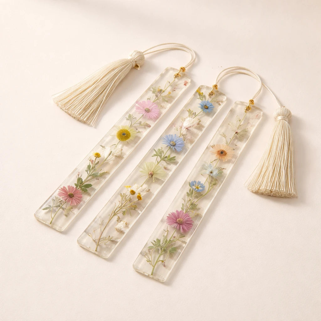 Pressed Flower Resin Bookmark Set